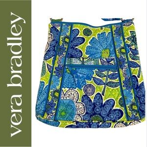 Vera Bradley Doodle Daisy Blue Green & White Floral Bucket Cross Body Bag & Tote